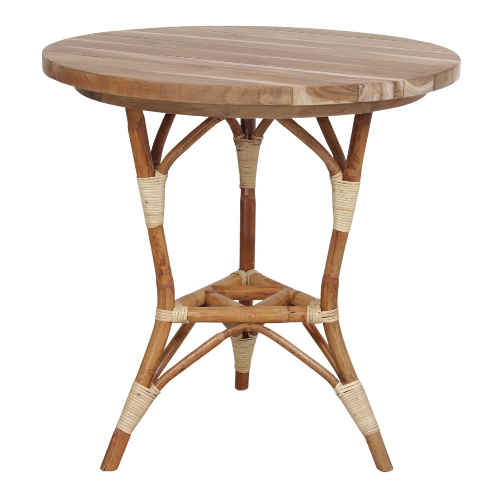Mesa de comedor de ratán y teca Filipa
