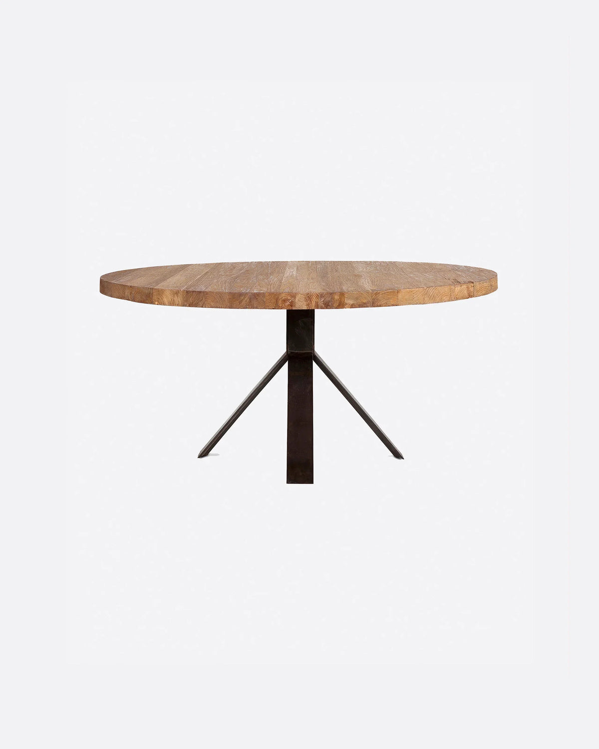 Mesa de comedor de teca reciclada con pie de hierro Bolonia