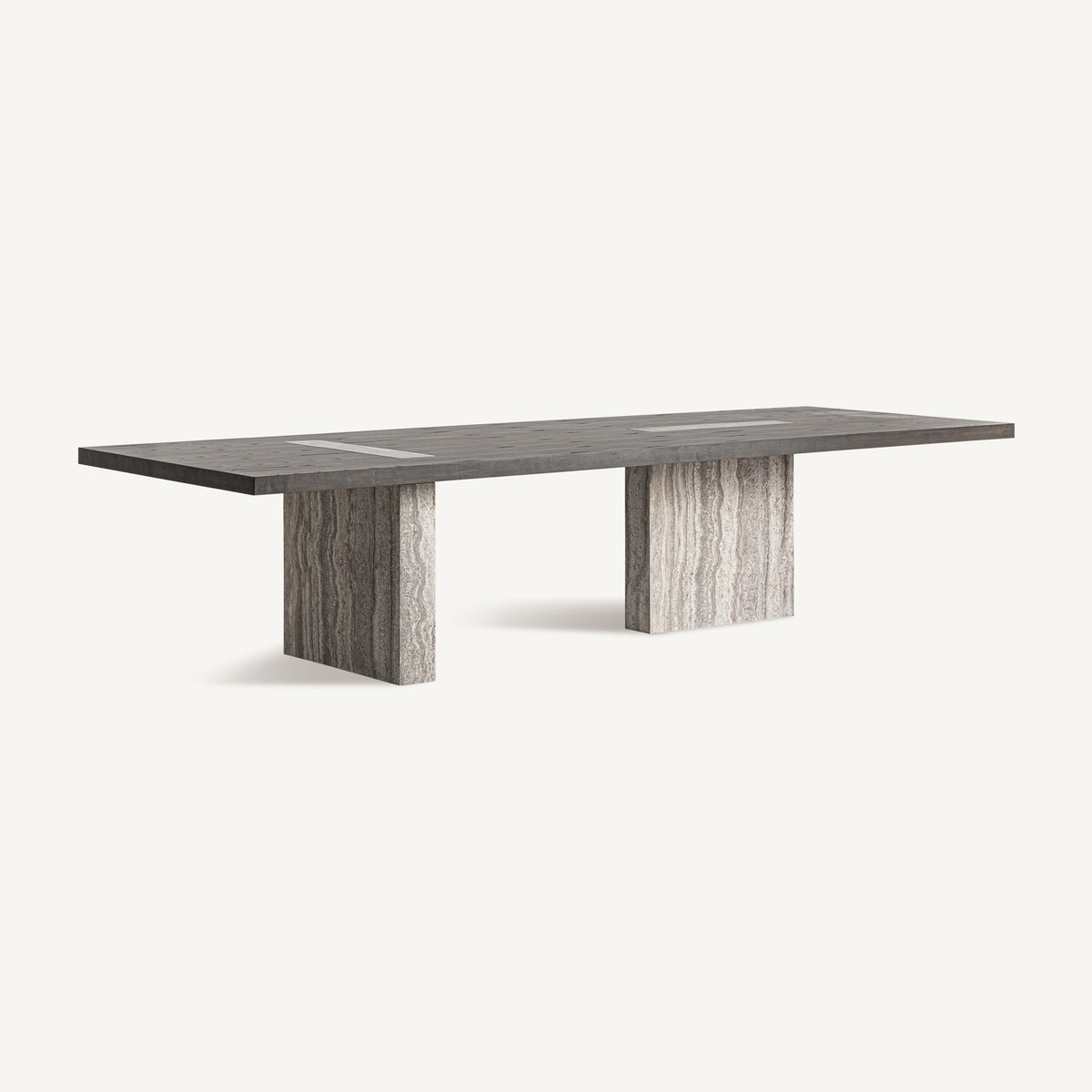 Mesa de comedor de travertino y fresno Alcolea