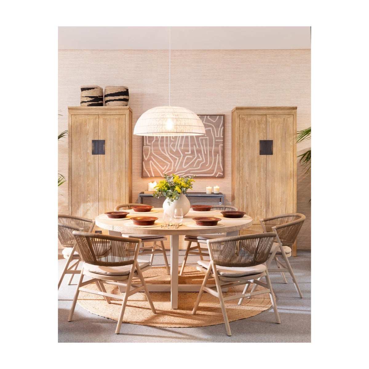 Mesa de comedor redonda de teca para exterior Marvão