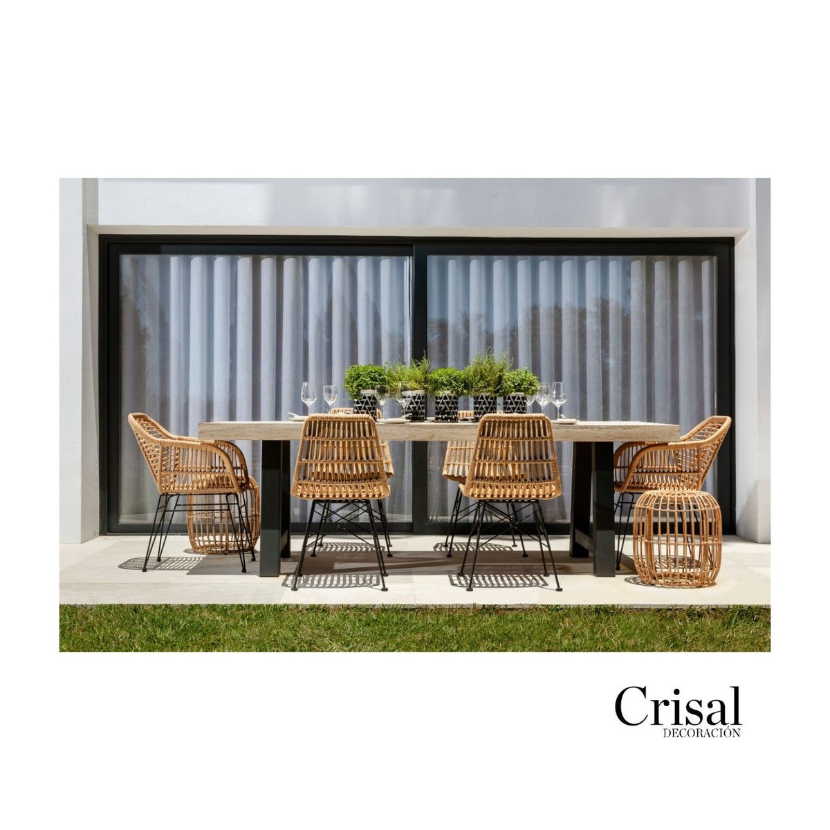 Mesa de comedor de exterior grafito y teca 300 cm Salobreña