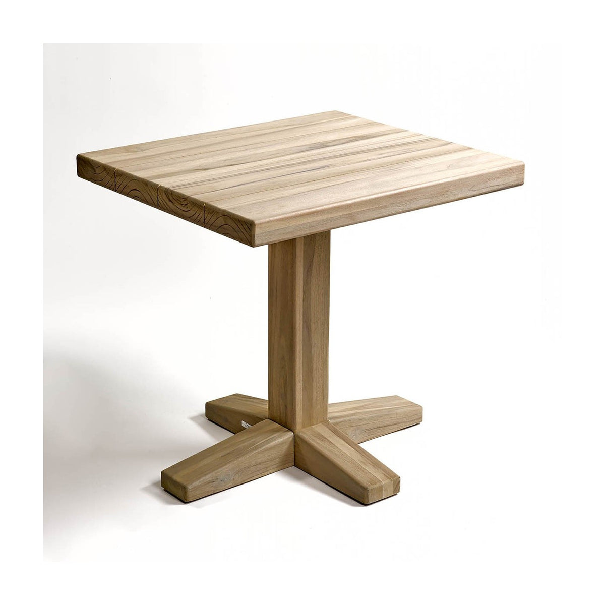 Mesa de exterior de teca envejecida con pie central Guájar