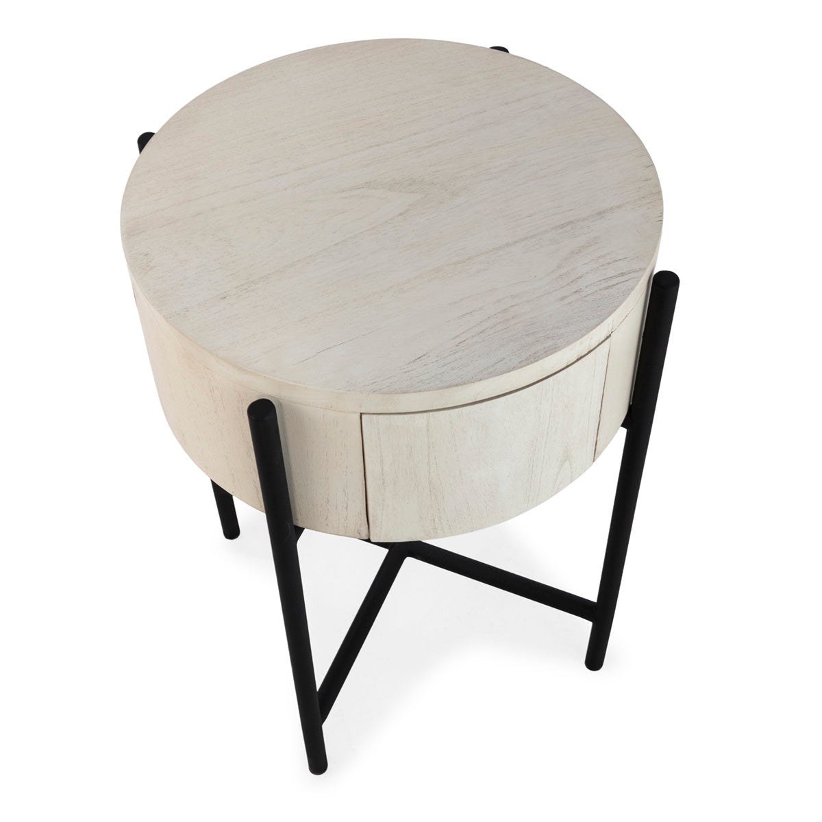 Mesita de noche de madera de cedro y metal Santafé
