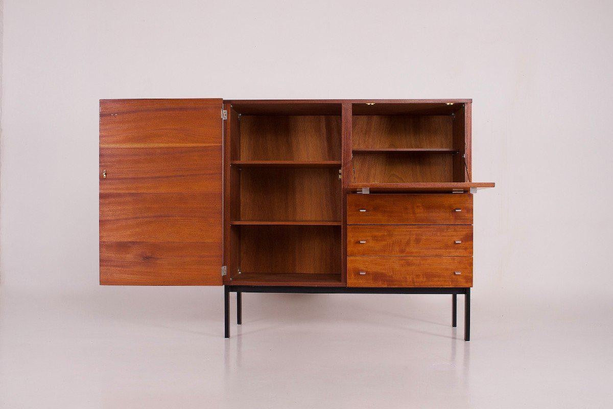 Mueble bar secreter vintage 1293 de Pierre Guariche para Meurop