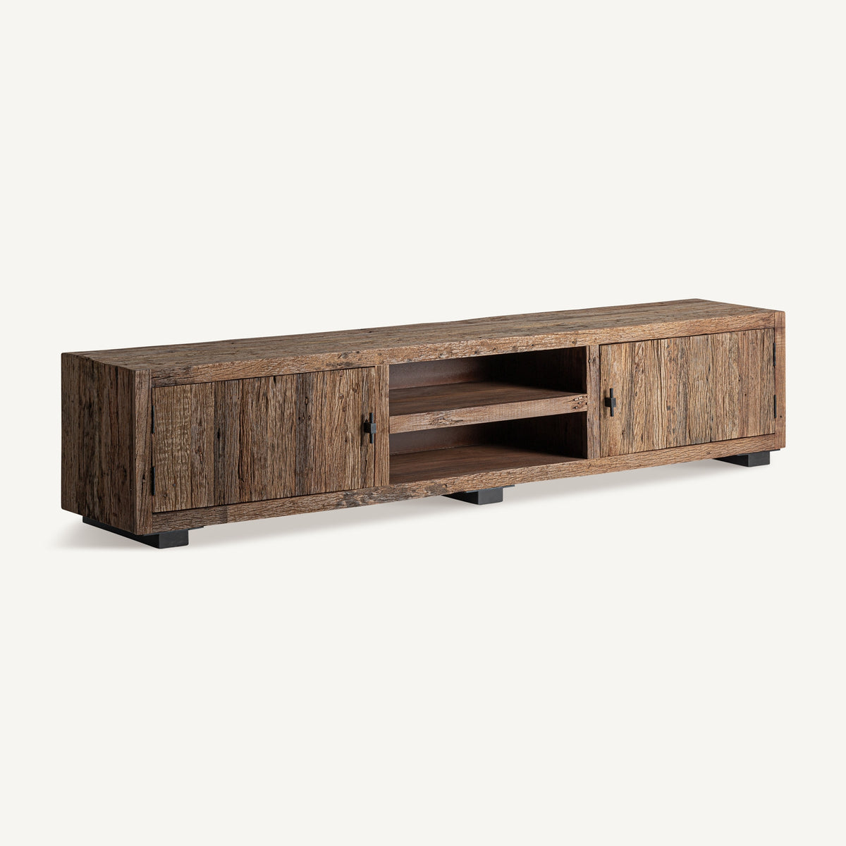 Mueble TV de madera recuperada y hierro Bordeira