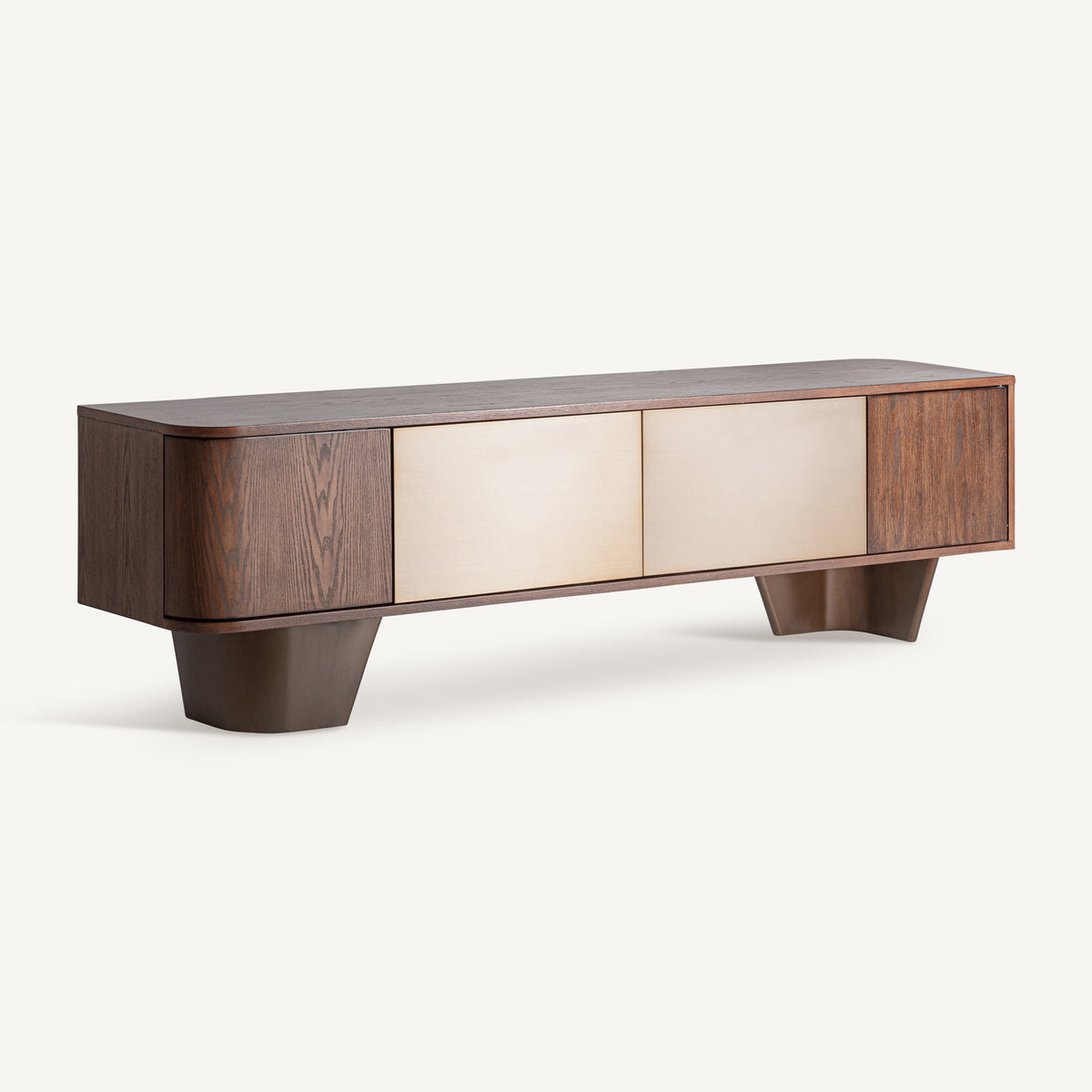 Mueble TV de olmo y acero bronce Opatija
