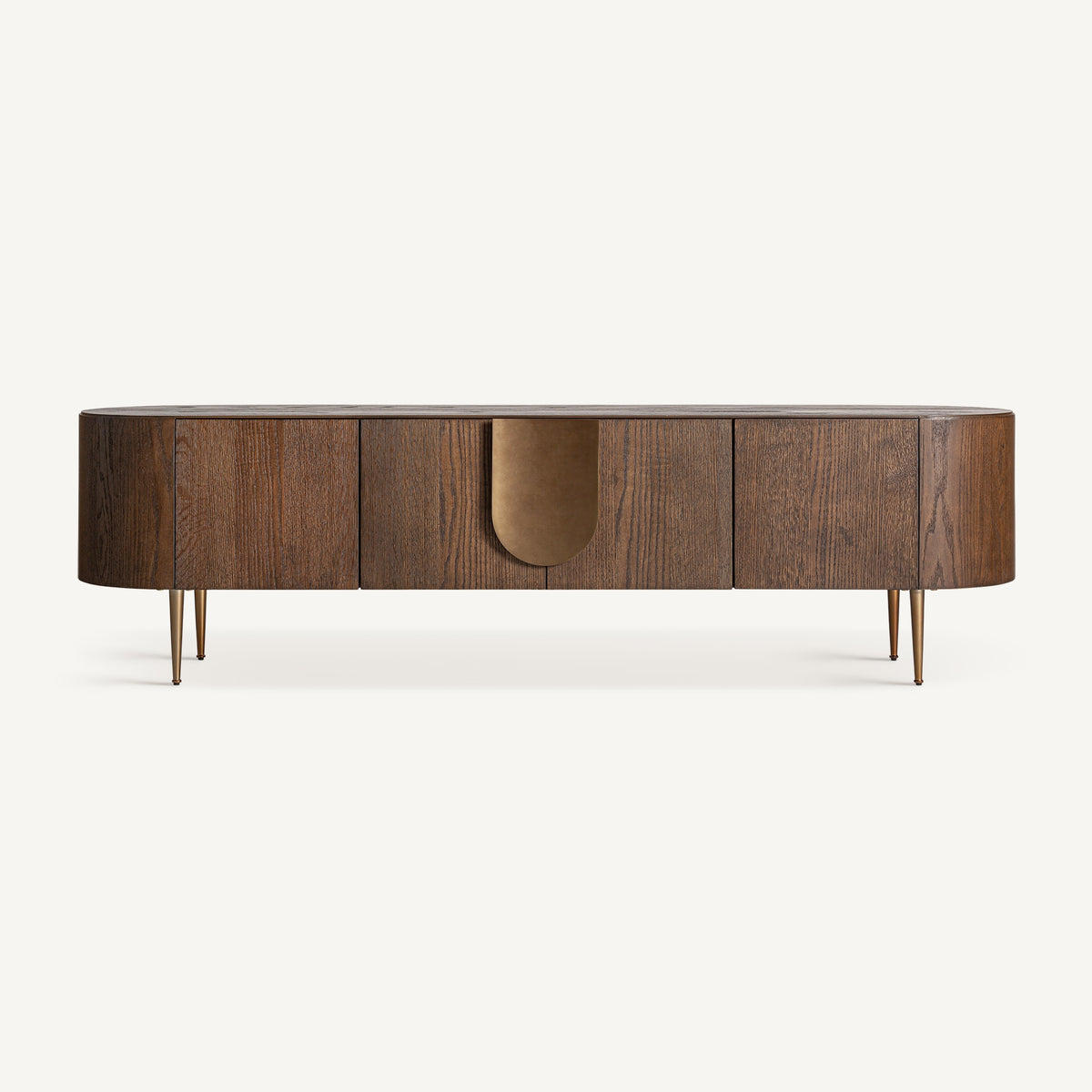 Mueble TV de roble teñido y acero dorado Arrábida