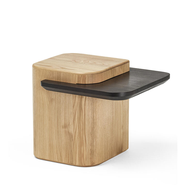 Mesa auxiliar con 1 balda oscura de álamo macizo Ruiyun
