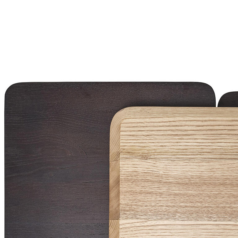 Mesa auxiliar con 2 baldas oscuras de álamo macizo Mingzhen
