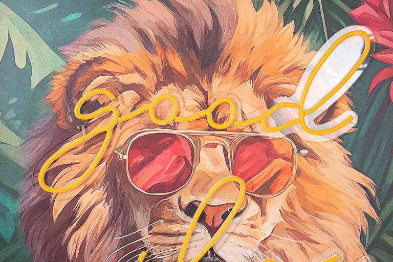 Cuadro León y Tigre Lumínico - #pino_y_jacaranda#