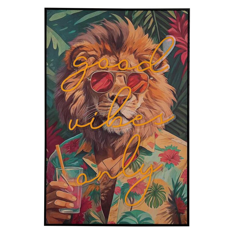 Cuadro León y Tigre Lumínico - #pino_y_jacaranda#