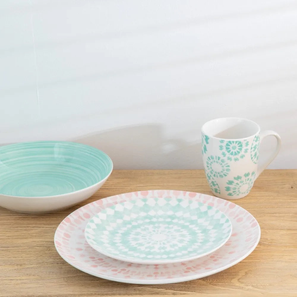 Vajilla de 18 Piezas Porcelana Blush Elegance - #pino_y_jacaranda#