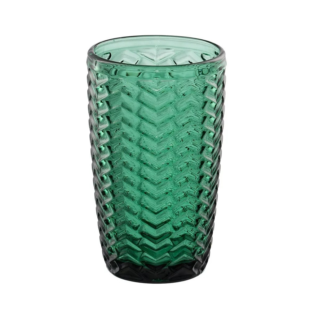 Set de 6 Vasos Esmeralda Relieve Chevron - #pino_y_jacaranda#