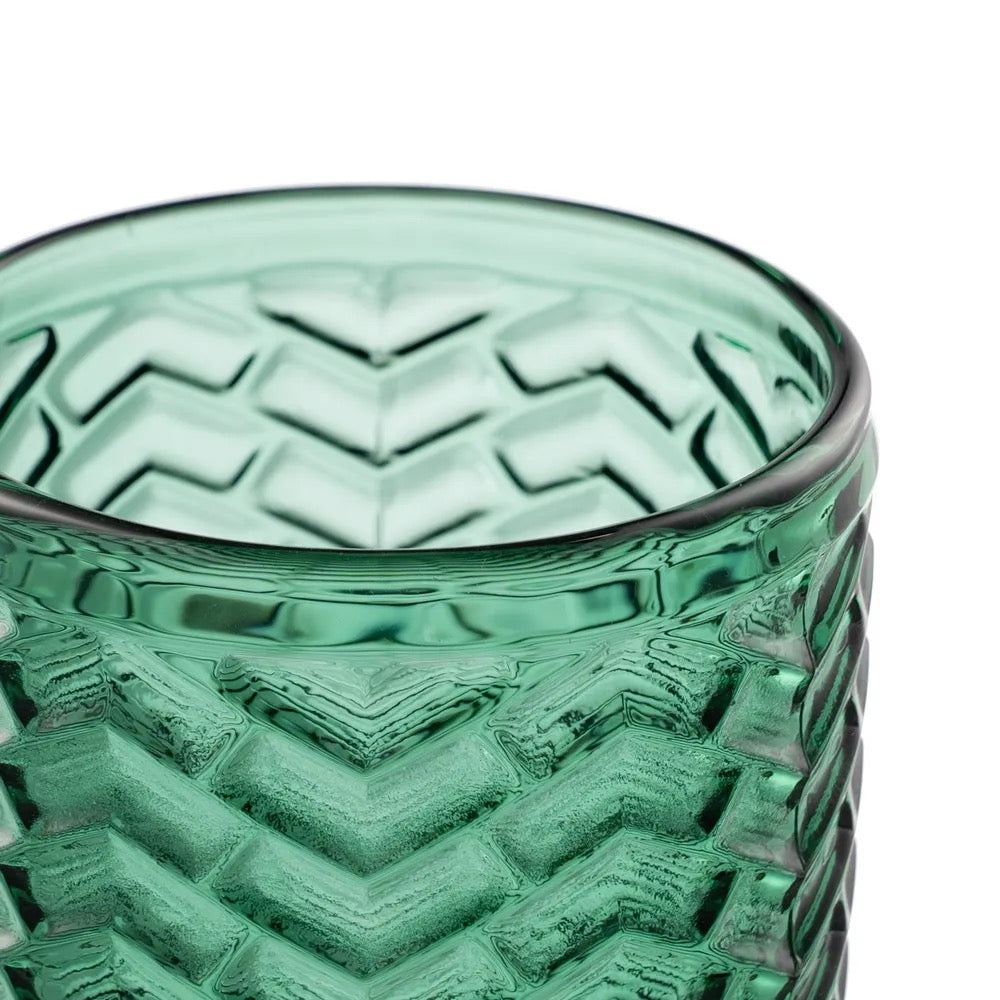 Set de 6 Vasos Esmeralda Relieve Chevron - #pino_y_jacaranda#