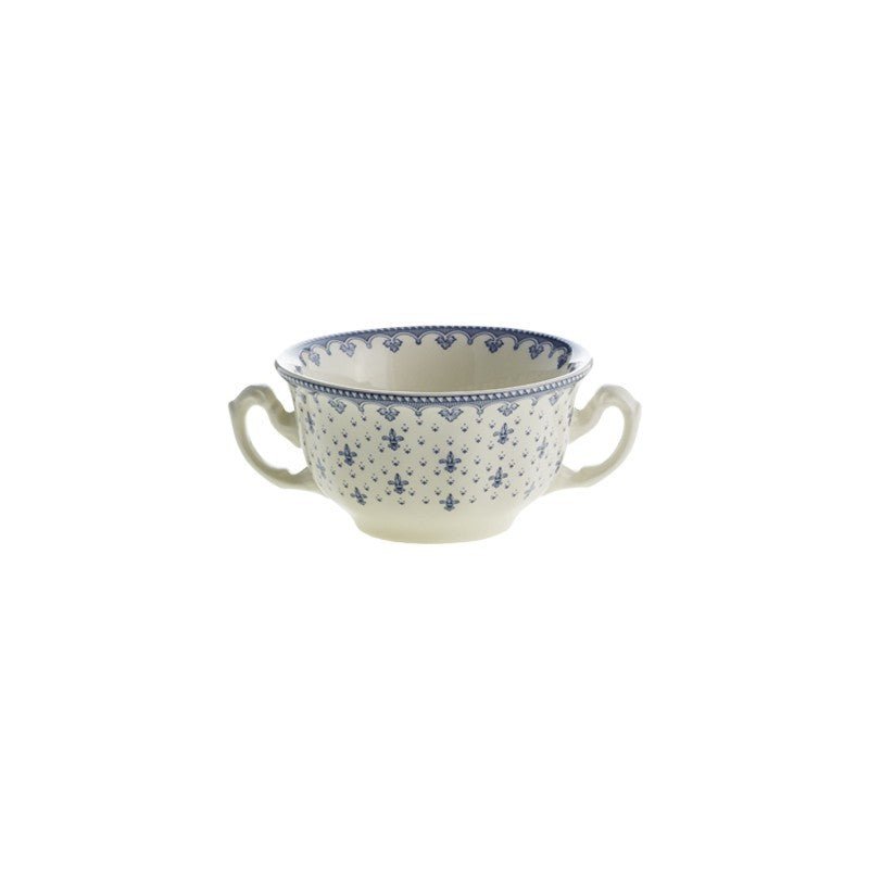 Set de 12 Tazas de Consomé con Platillos La Cartuja Colección Flor de Lis Azul - #pino_y_jacaranda#