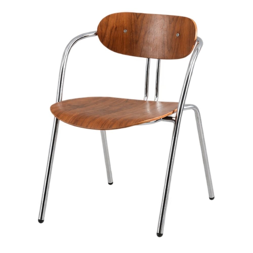 Set de 2 sillas de acero cromado y madera Corrado