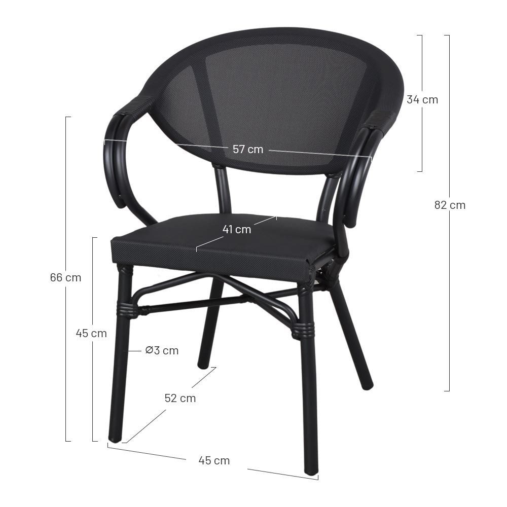 Set de 2 sillas de exterior de aluminio negro Minerva