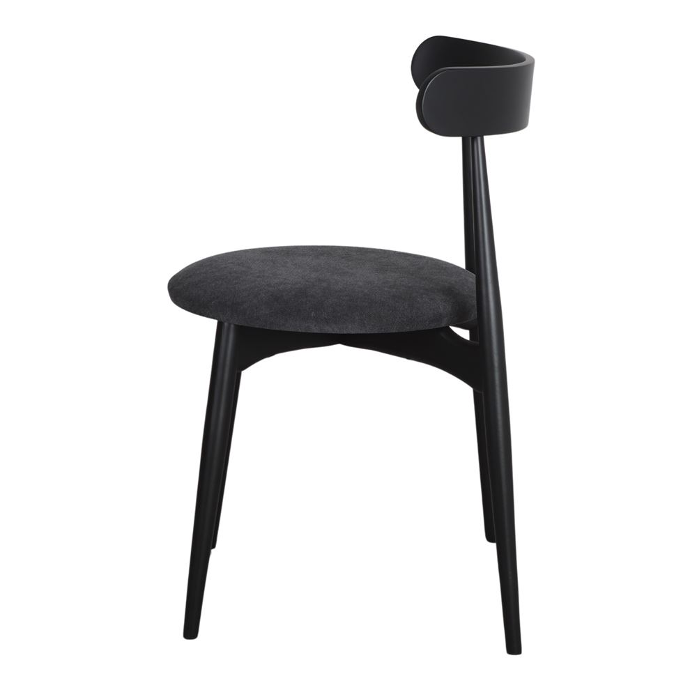 Set de 2 sillas de haya negra tapizadas Mirko