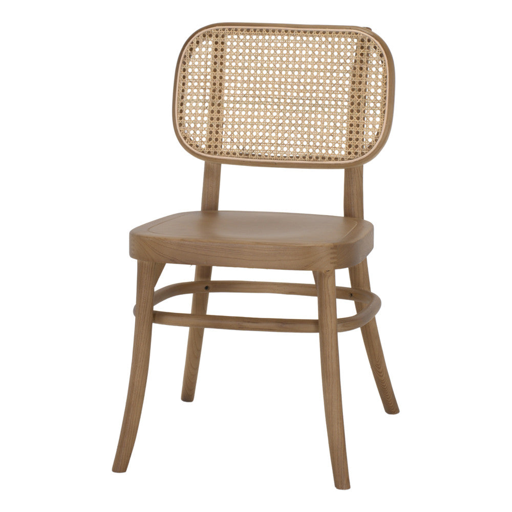 Set de 2 sillas de madera de olmo y rejilla Heitor
