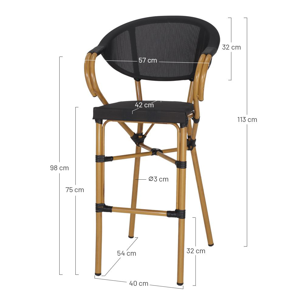 Set de 2 taburetes altos de exterior con brazos Ludovica
