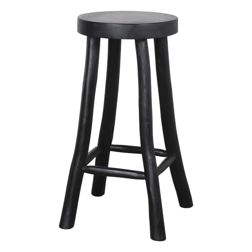 Set de 2 taburetes altos de madera tropical Saverio negro