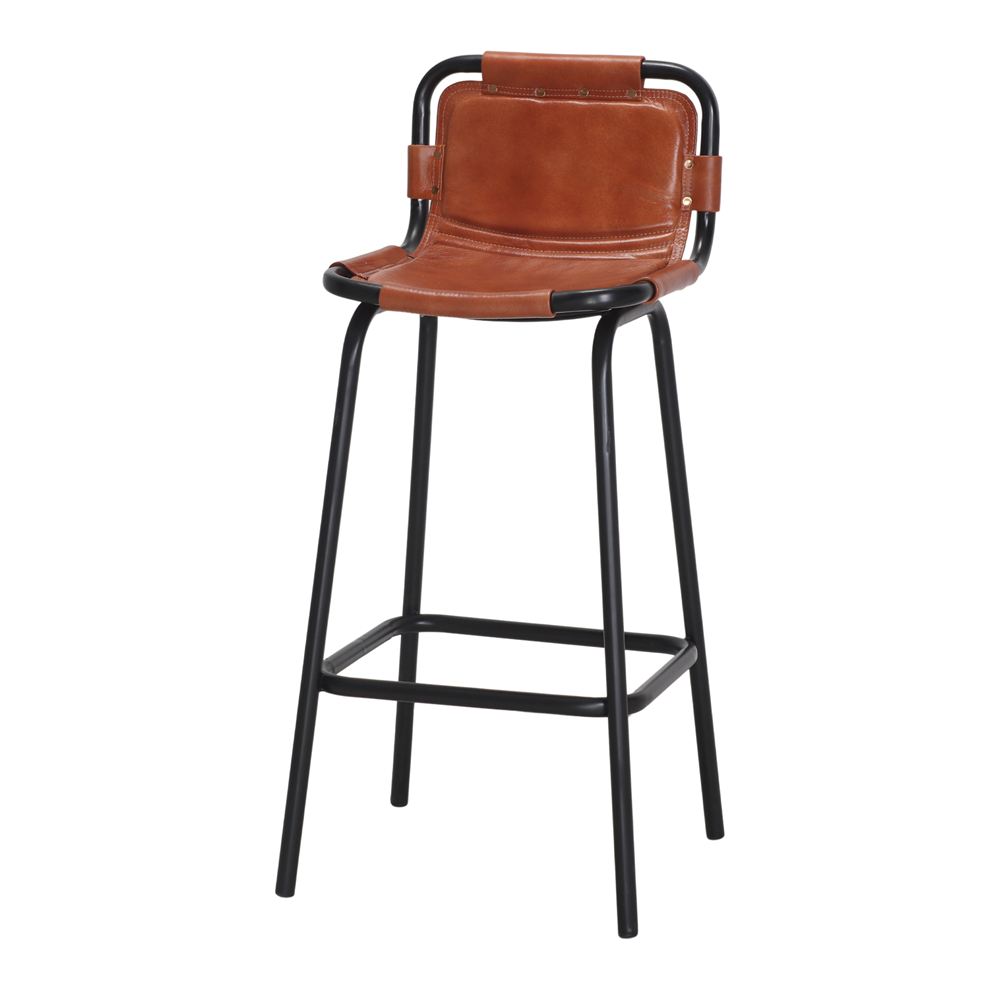 Set de 2 taburetes altos de piel con respaldo Nilo