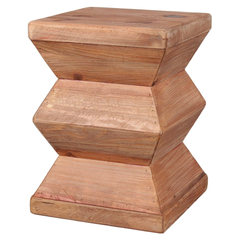 Set de 2 taburetes bajos de pino reciclado Syrma