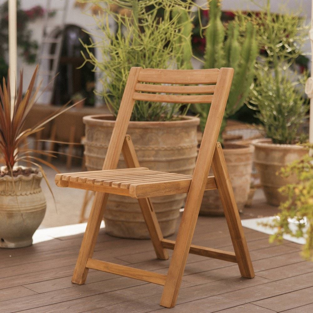 Set de 4 sillas plegables de teca Hugo