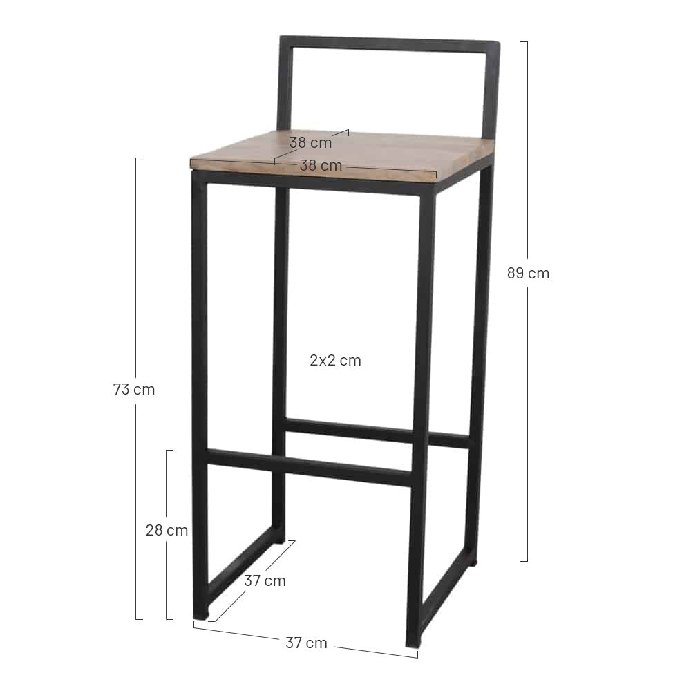 Set de 4 taburetes altos de metal con respaldo Fabia