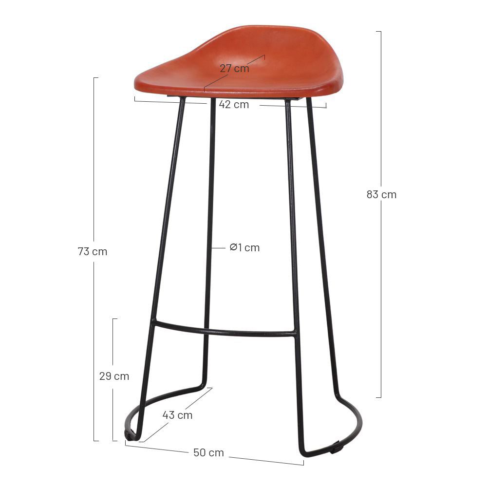 Set de 4 taburetes altos de piel Sarah