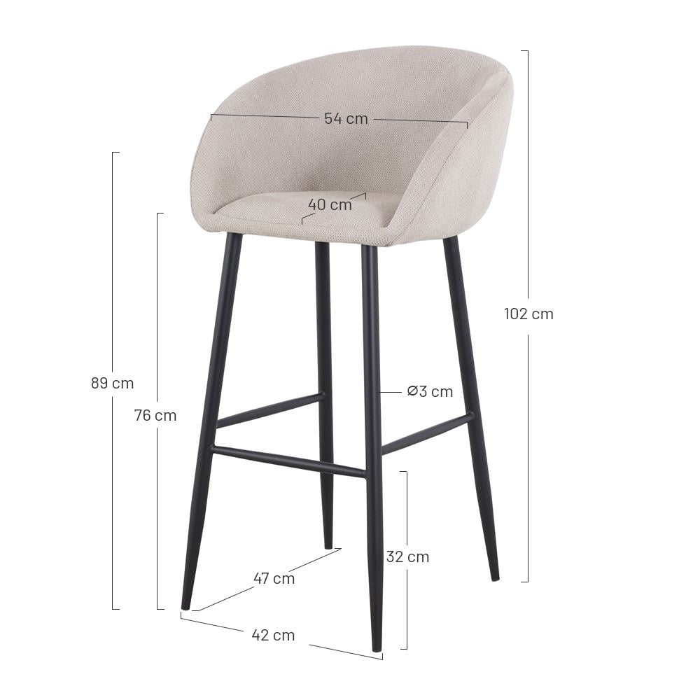 Set de 4 taburetes altos tapizados Luchino