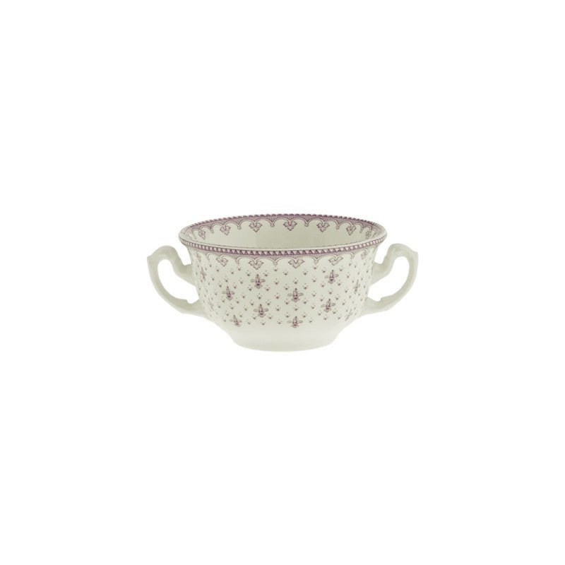 Set de 4 Tazas de Consomé con Platillos La Cartuja Colección Flor de Lis Rosa - #pino_y_jacaranda#