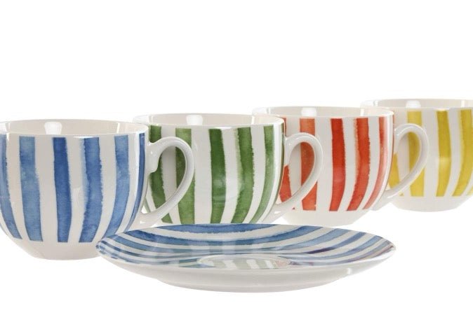 Set de 6 Tazas de Té Rayas - pino_y_jacaranda