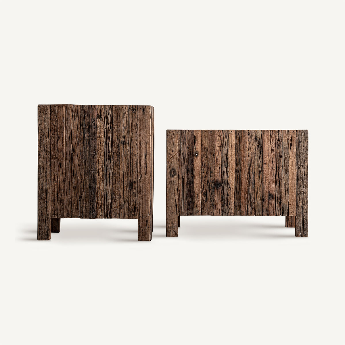 Set de dos maceteros de madera recuperada Lavanda