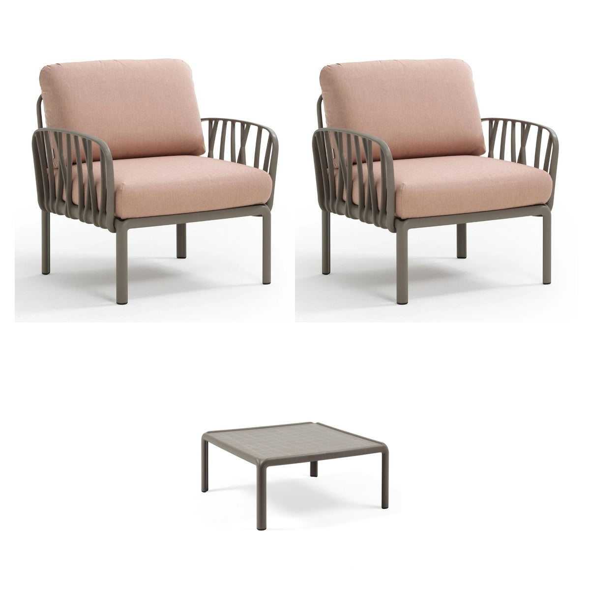 Set lounge Komodo con 2 sillones y mesa de centro Nardi