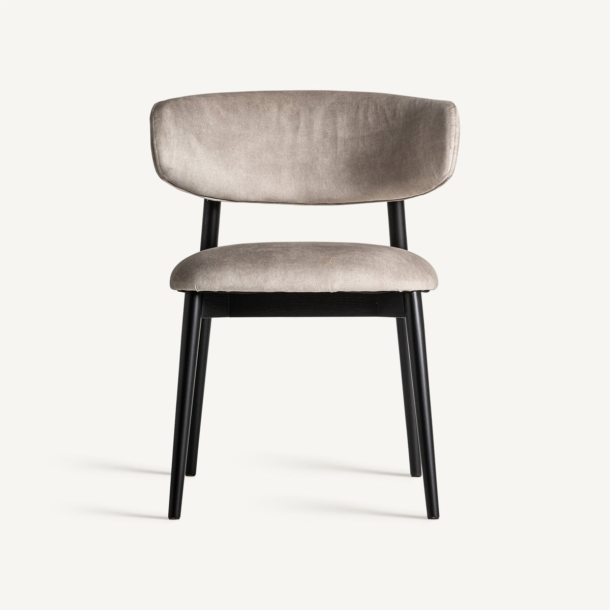 Silla de arce negro y tapizado beige Forcall