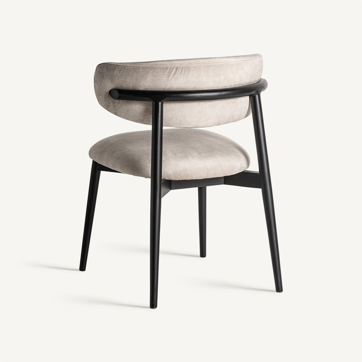 Silla de arce negro y tapizado beige Forcall