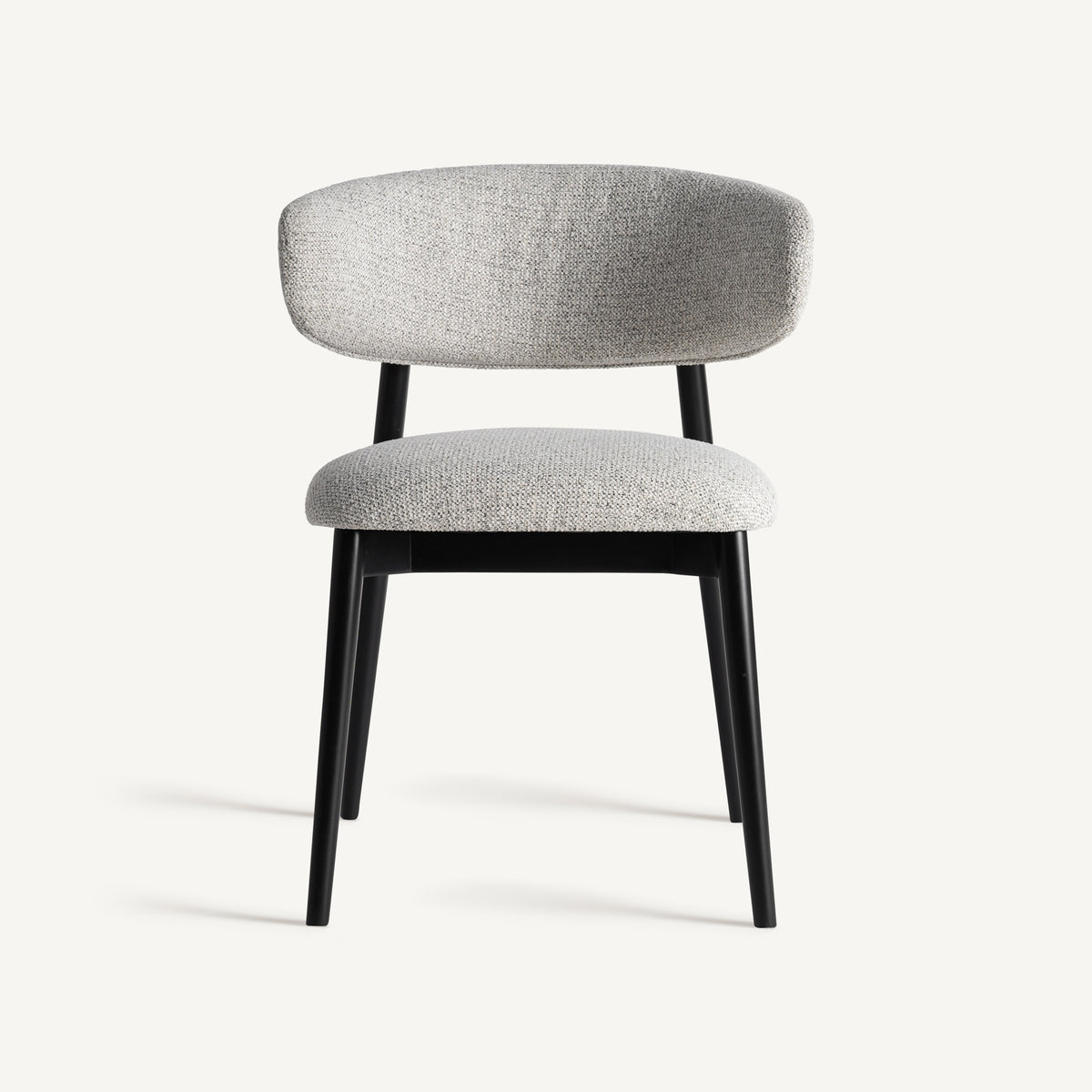 Silla de arce negro y tapizado gris Forcall