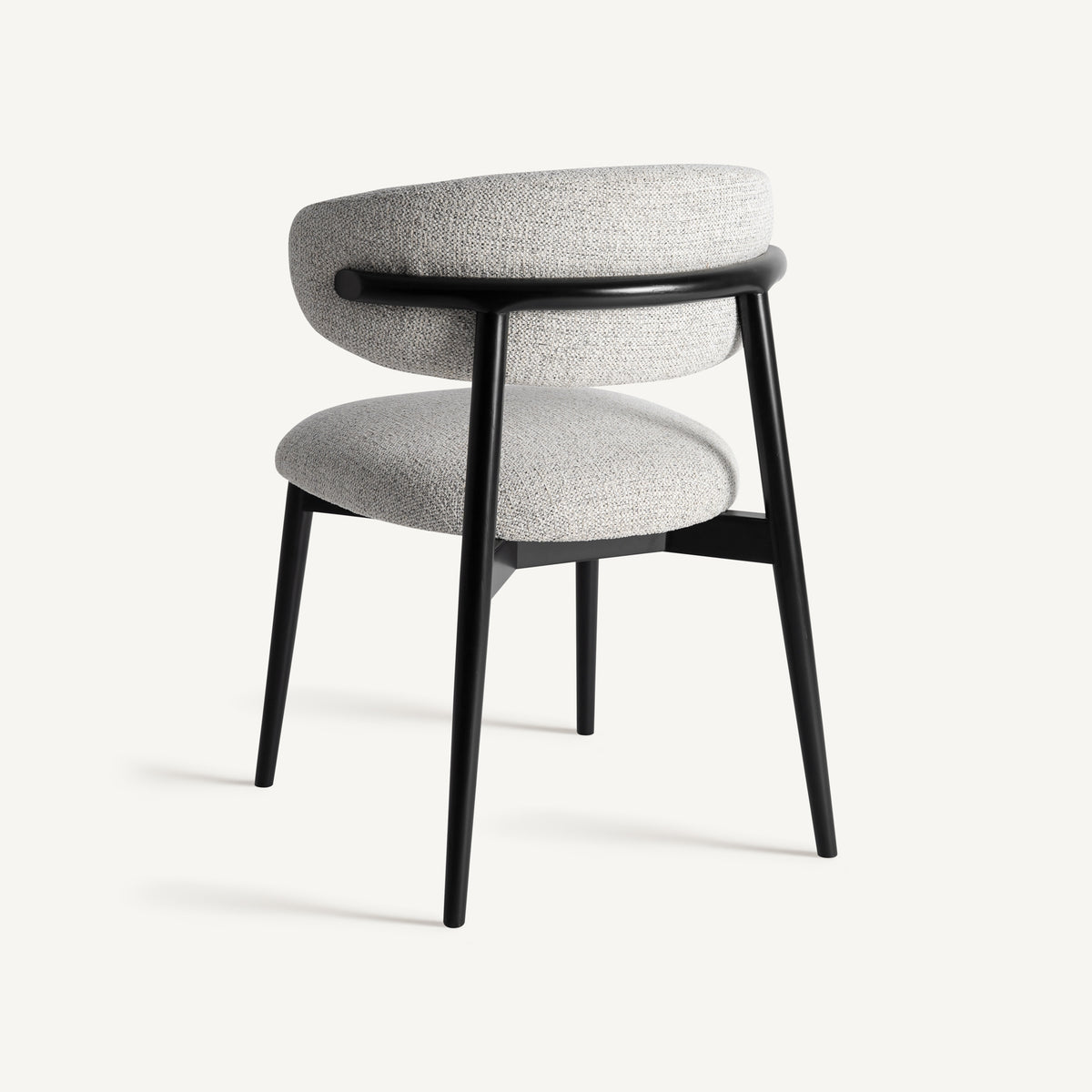 Silla de arce negro y tapizado gris Forcall