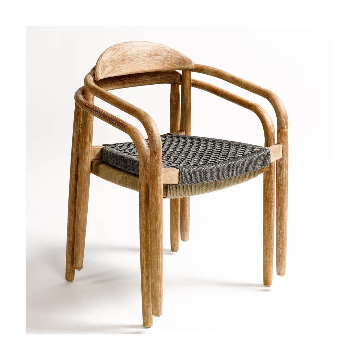 Silla de exterior de cuerda gris y eucalipto Priego