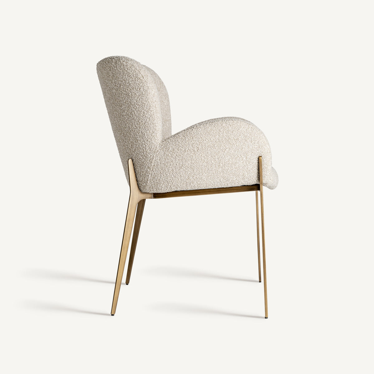Silla de hierro bronce y tapizado beige Oropesa