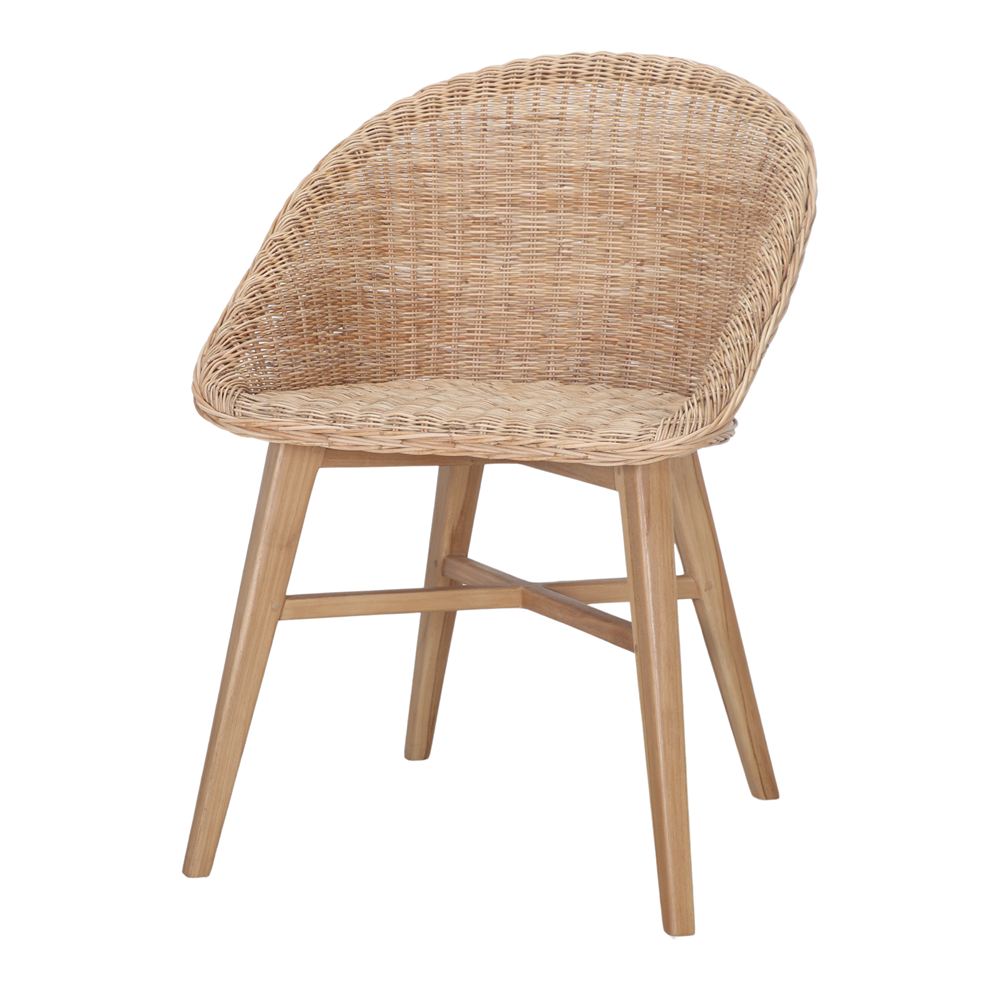Silla de teca y ratán sintético Jules