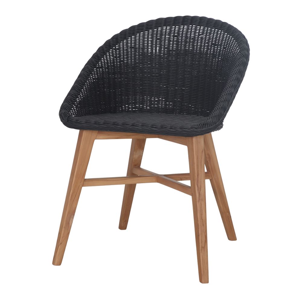 Silla de teca y ratán sintético Jules