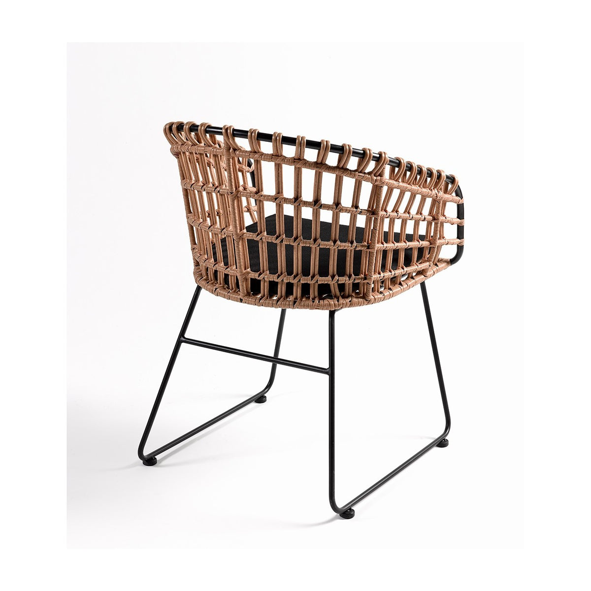 Sillón de ratán sintético redondeado Caños