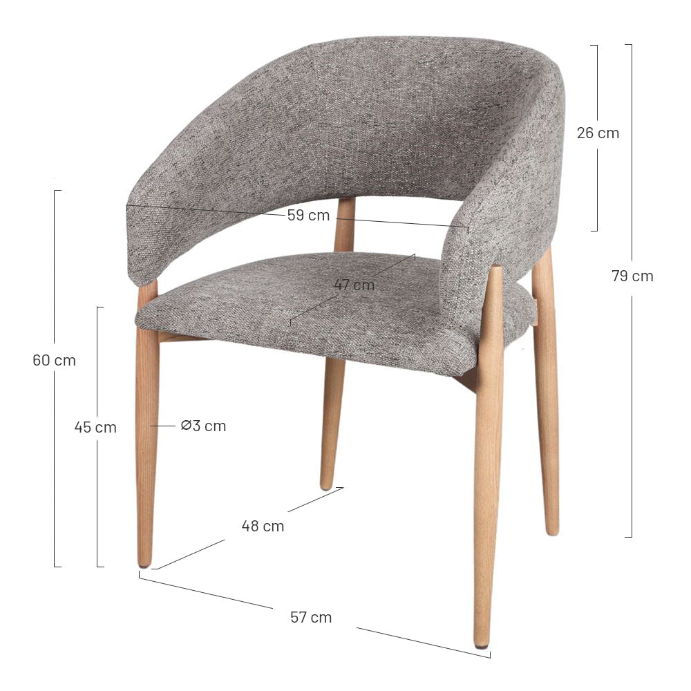 Silla tapizada de madera torneada Louise