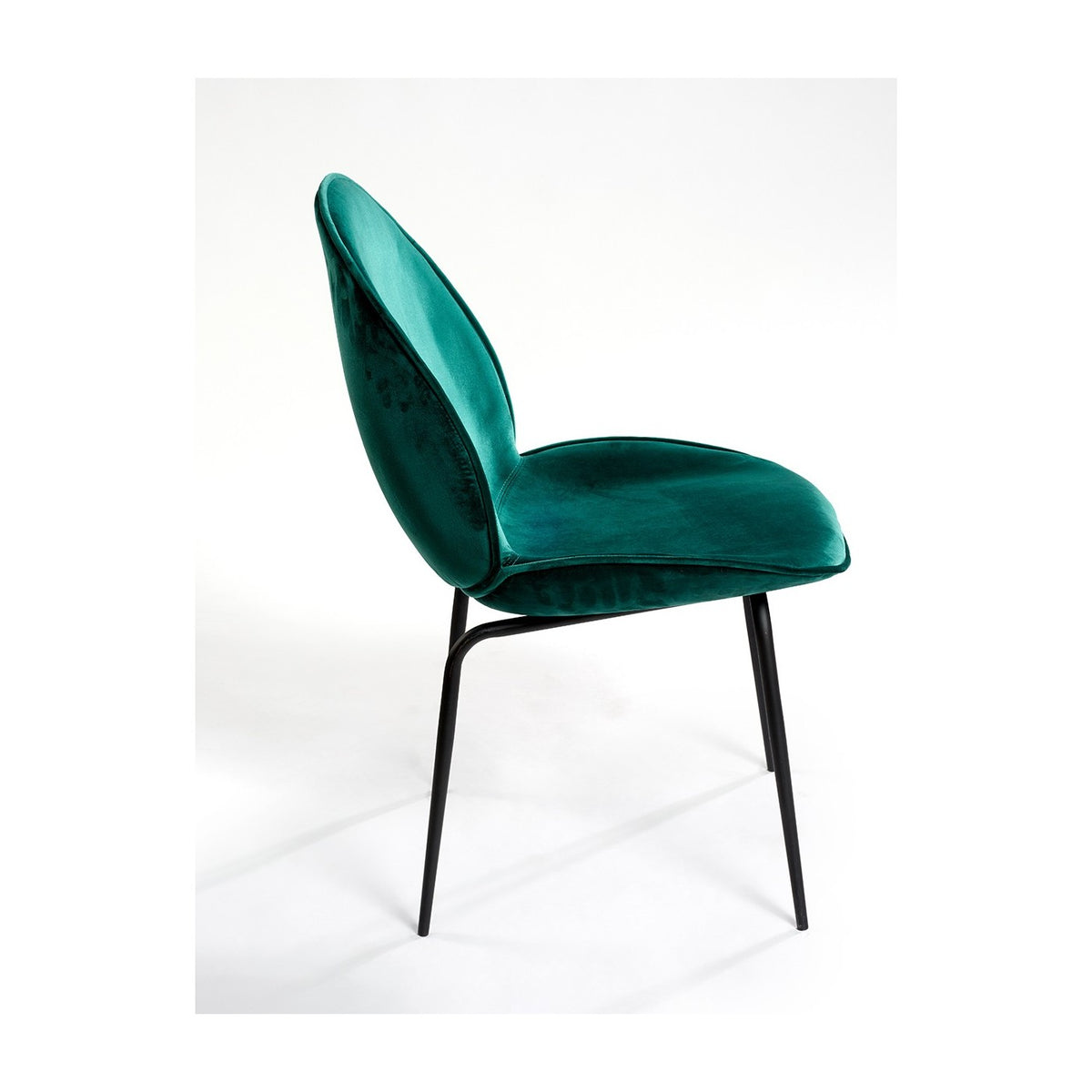Silla de terciopelo verde y patas negras Paterna