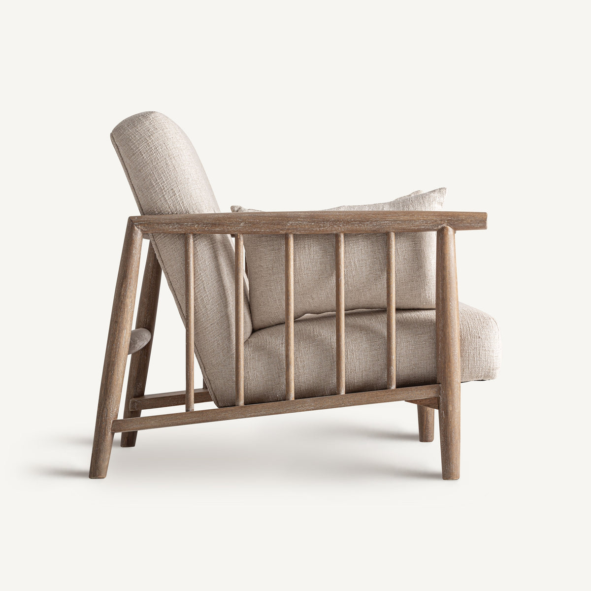 Sillón de abedul y algodón beige Sant Ferran