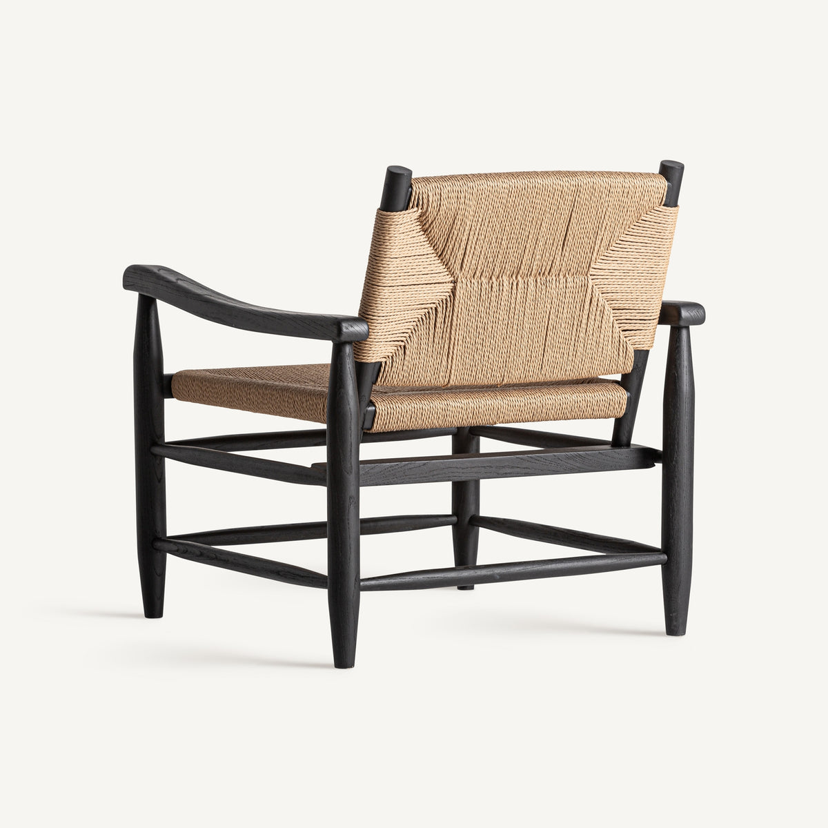 Sillón de caucho negro y cuerda Cala Mastella