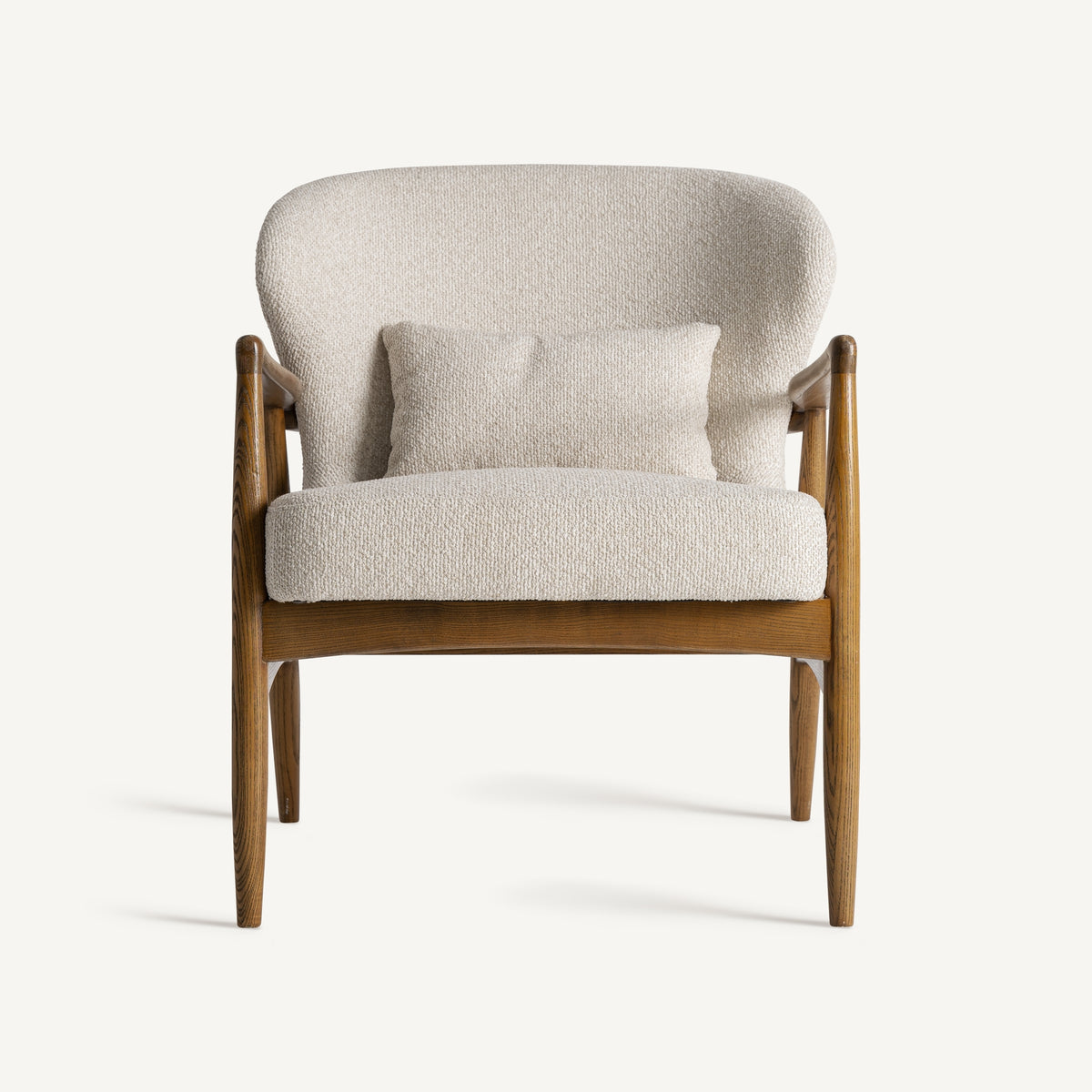 Sillón de fresno tapizado beige Ca Marí
