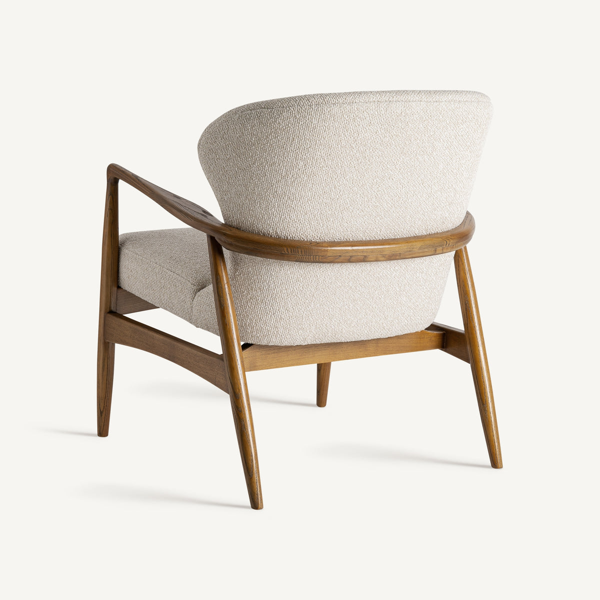 Sillón de fresno tapizado beige Ca Marí